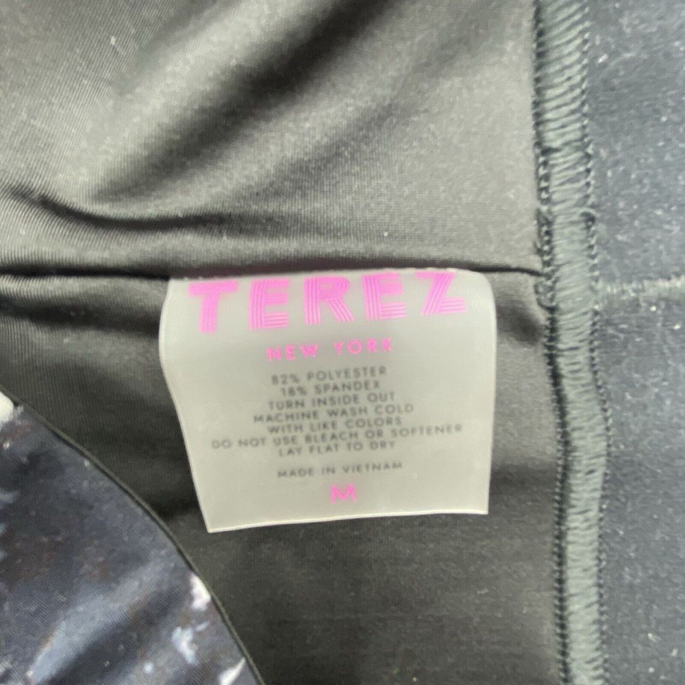 TEREZ Size Medium Sports Bra Black White Marble Racerback Stretch‎ Scoop-Neck - Picture 7 of 7
